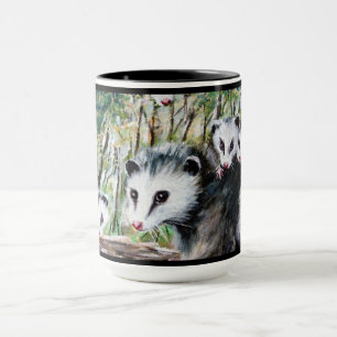 Momma Opossum and Babies Mugs
