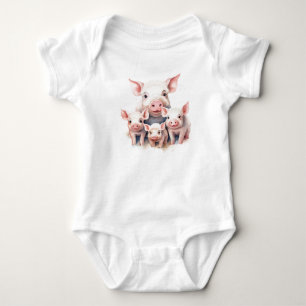 Momma Pig with Baby Piglets  Bodysuit