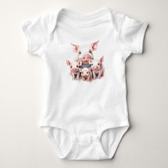 Momma Pig with Baby Piglets  Bodysuit (Front)