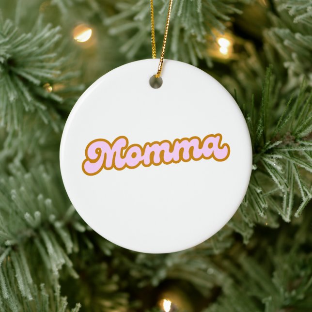 Momma | Pink Cute Mum Ceramic Tree Decoration (Tree)