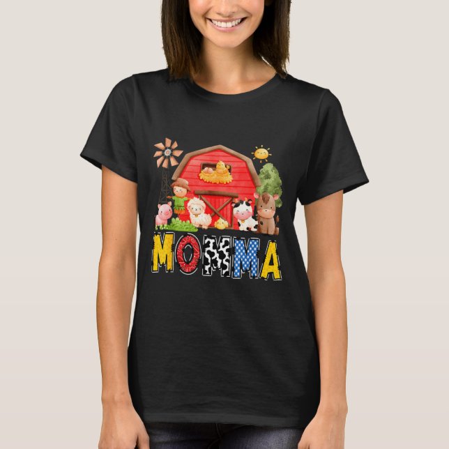 Momma Red Farm Cow Birthday Boy Matching Family Pa T-Shirt (Front)