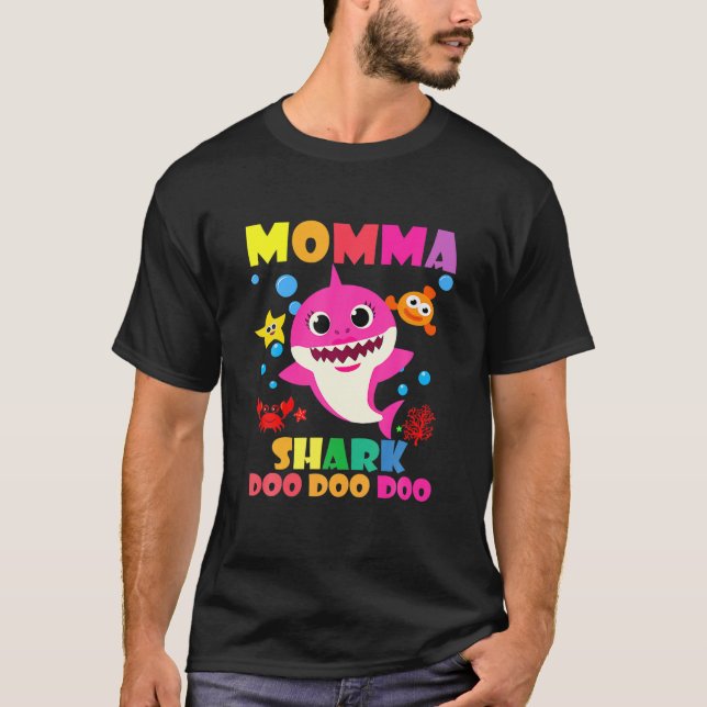 Momma Shark Doo Doo Funny Baby Mummy Daddy Kids T-Shirt (Front)