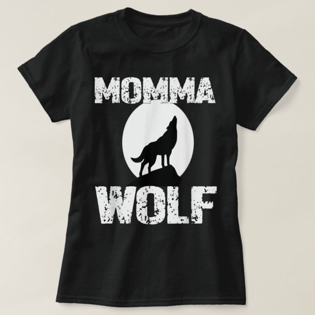 Momma Wolf Moon Silhouette Design T-Shirt (Design Front)