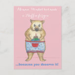 Momma Wombat has made a Muffin for you Postcard<br><div class="desc">A cute wombat mother wearing an apron has made a muffin just for you,  because you deserve it! Funny hand-painted illustration.</div>