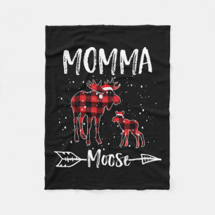 Momma X-mas Moose Santa Family Matching Pyjamas Fleece Blanket