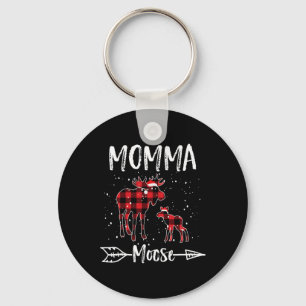 Momma X-mas Moose Santa Family Matching Pyjamas Key Ring