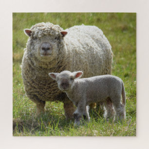 Momma's Baby Lamb - 20x20 Jigsaw Puzzle