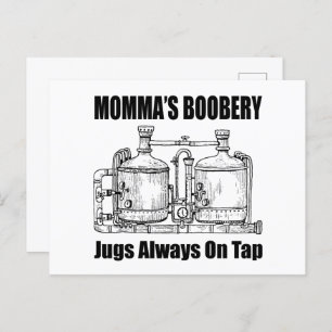 Momma's Boobery Jugs Always On Tap Holiday Postcard