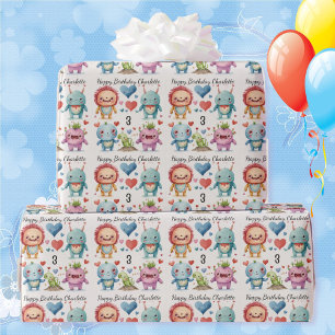 Momma's Little Monster Custom Name Age Child's Wrapping Paper