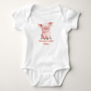 Momma's Little Piggy - Cute Watercolor Pig Baby Bodysuit