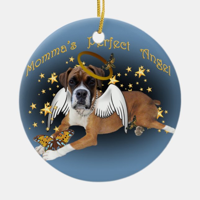Momma's Perfect Angel Boxer Ornament (Front)