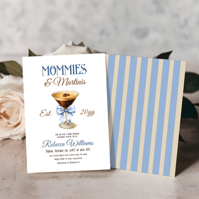 Mommies and Martini A Tini One Boy Baby Shower Invitation (Creator Uploaded)