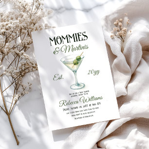 Mommies and Martini A Tini One Olive Baby Shower Invitation