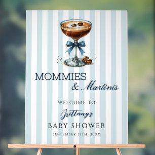 Mommies and Martinis Blue Baby Shower Welcome Sign