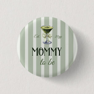 Mommies and Matcha Olive Green Bow Baby Shower 3 Cm Round Badge