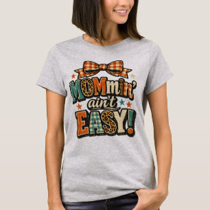 Mommin' Ain't Easy Retro Mum Life Groovy Leopard P T-Shirt