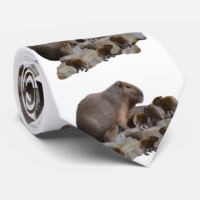 Mommy And Baby Capybaras, Tie (Rolled)