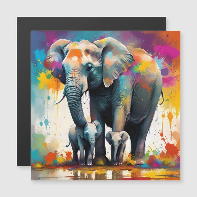 Mommy And Baby Elephants Color Splash, (Front/Back)