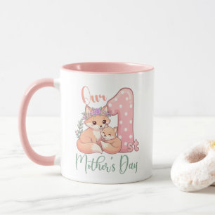 Mommy and Baby Fox Pink 1st Mothers Day Mug