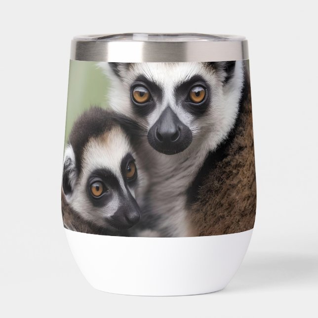 Mommy And Baby Lemur Cuddling,  (Back)