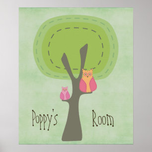 Mommy & Baby Owl Nursery Kids Room Wall Poster