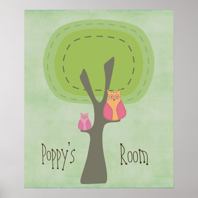 Mommy & Baby Owl Nursery Kids Room Wall Poster (Front)