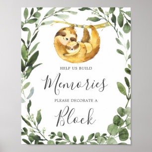 Mommy Baby Sloth Baby Shower Decorate A Block Sign