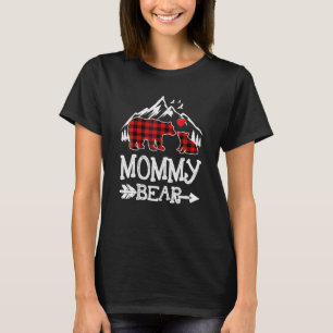 Mommy Bear Christmas Pajama Red Plaid Buffalo T-Shirt