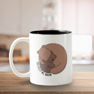 Mommy Bear Hugging Baby Bear Cub Two-Tone Coffee Mug