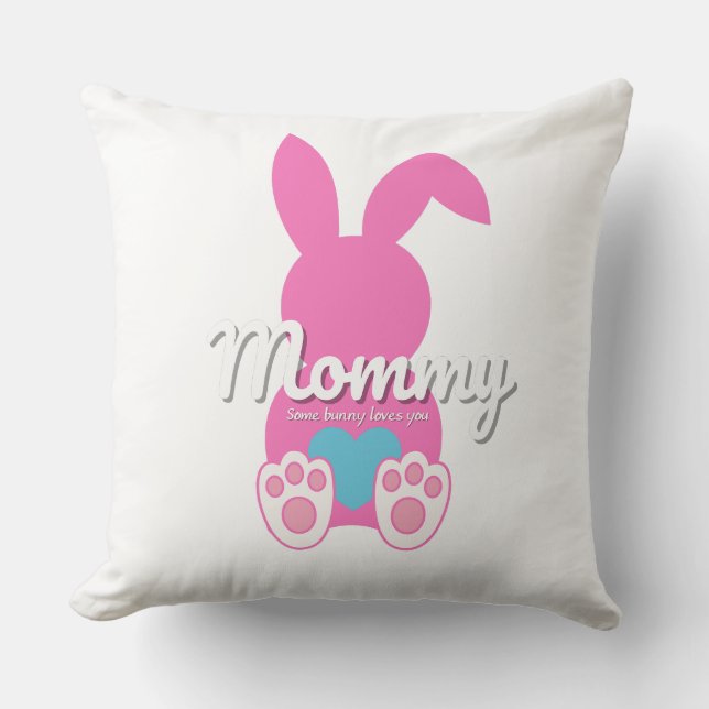 Mommy Bunny Throw Pillow – Easter Gift for Mom (Front)