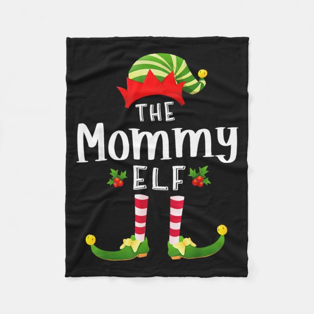 Mommy Christmas Elf Matching Pajama X-mas Party  Fleece Blanket (Front)