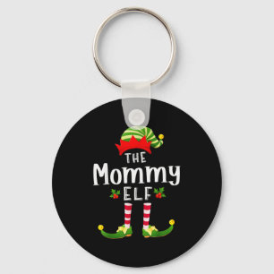 Mommy Christmas Elf Matching Pajama X-mas Party  Key Ring