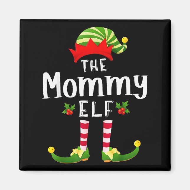 Mommy Christmas Elf Matching Pajama X-mas Party  Magnet (Front)