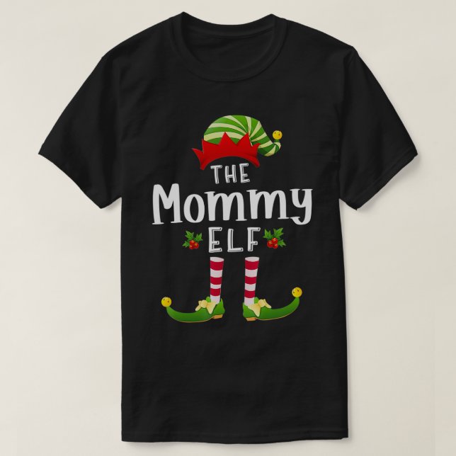 Mommy Christmas Party Elf Matching Family Group  T-Shirt (Design Front)