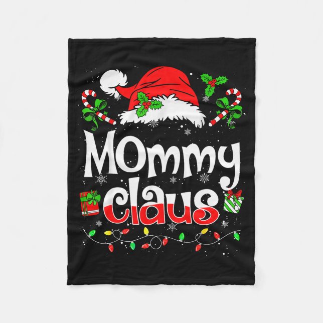 Mommy Claus Shirt Christmas Lights Pajama Family M Fleece Blanket (Front)