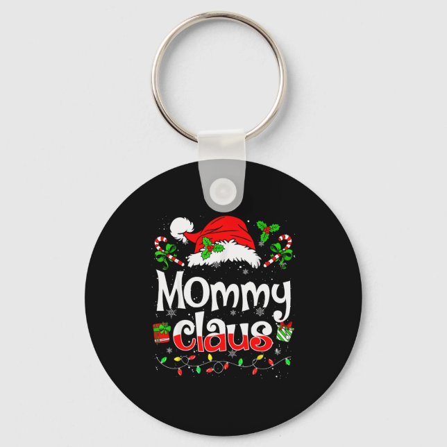 Mommy Claus Shirt Christmas Lights Pajama Family M Key Ring (Front)