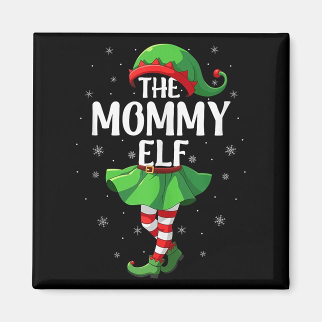 Mommy Elf Christmas Girls Women Elf Squad Xmas Fam Magnet (Front)