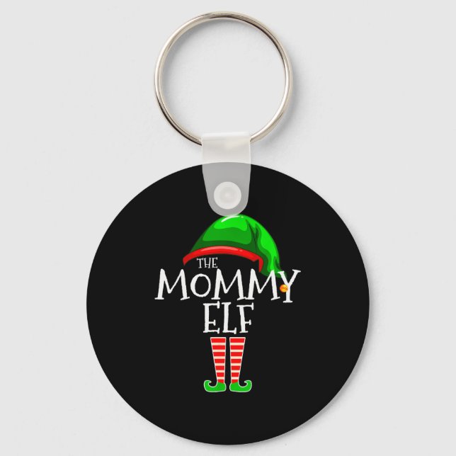 Mommy Elf Family Matching Group Christmas Mom  Key Ring (Front)