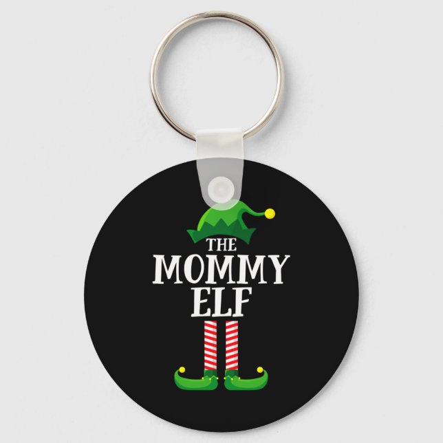 Mommy Elf Matching Family Christmas Party  Key Ring (Front)