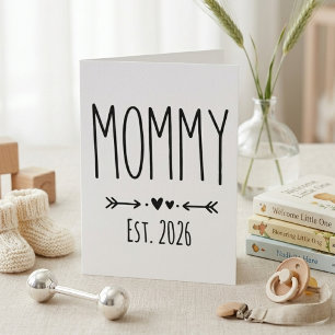 Mommy Est 2026 Pregnancy Minimalist Personalized  Card