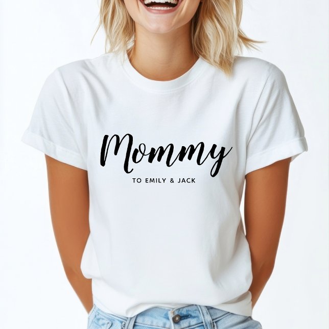 Mommy | Modern Mom Kids Names Mother's Day T-Shirt (Creator Uploaded)