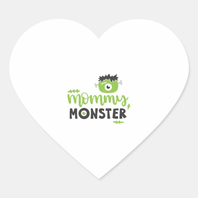 Mommy Monster Gifts Halloween Gift For Mom Heart Sticker (Front)
