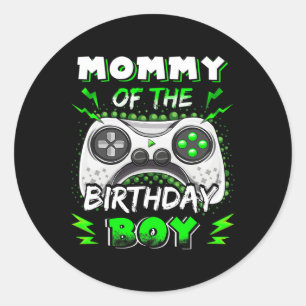 Mommy Of The Birthday Boy Decorations Video Gamer Classic Round Sticker