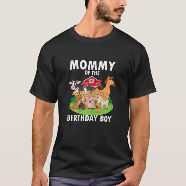 Mommy Of The Birthday Boy Farm Animals Matching Fa T-Shirt (Front)