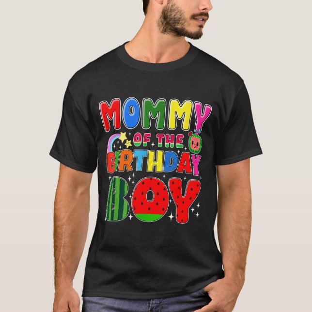 Mommy Of The Birthday Boy Melon Family Matching Fu T-Shirt (Front)