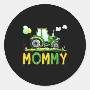 Mommy Of The Birthday Boy Tractor Farm Truck Match Classic Round Sticker