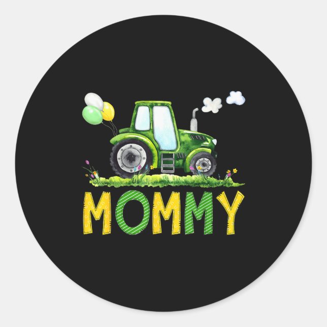 Mommy Of The Birthday Boy Tractor Farm Truck Match Classic Round Sticker (Front)