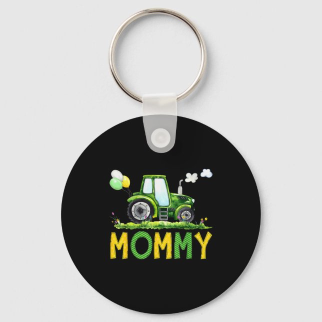 Mommy Of The Birthday Boy Tractor Farm Truck Match Key Ring (Front)