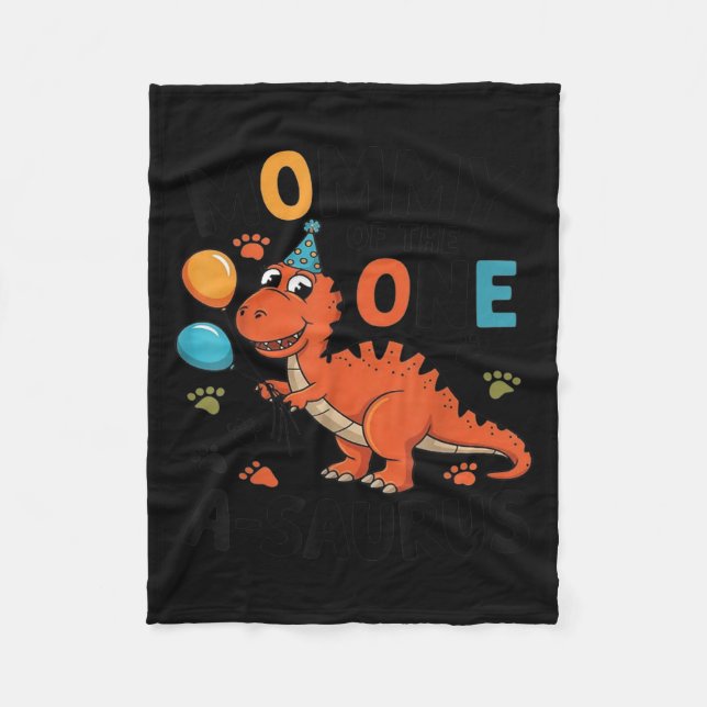 Mommy Of The One-a-saurus 2nd Birthday Dinosaur Pa Fleece Blanket (Front)