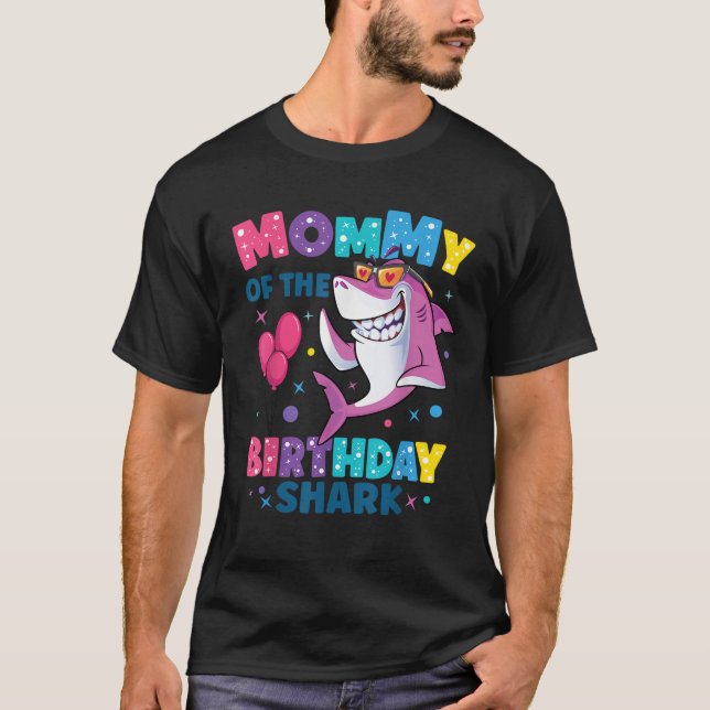 Mommy of the Shark Birthday Mom Matching Family  T-Shirt (Front)
